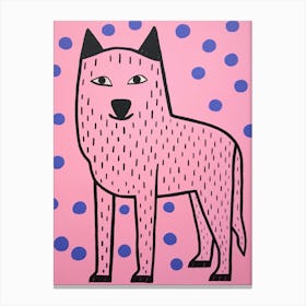 Pink Polka Dot Arctic Wolf 1 Canvas Print