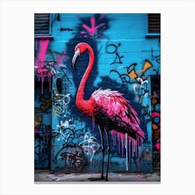 Pink Flamingo Graffiti Canvas Print