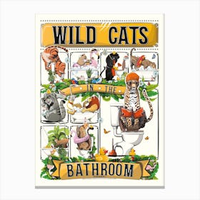Wildcats In The Bathroom Canvas Print