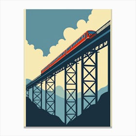 Train On Bridge Minimalist Design Stampe su tela