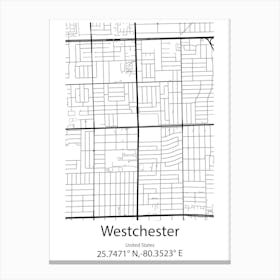 Westchester,United States Minimalist Map Stampe su tela