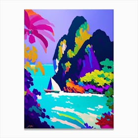 Phi Phi Islands Thailand Colourful Painting Tropical Destination Canvas Print