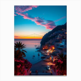 Sunset In Amalfi Coast Canvas Print