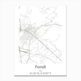 Fondi,Italy Minimalist Map Canvas Print