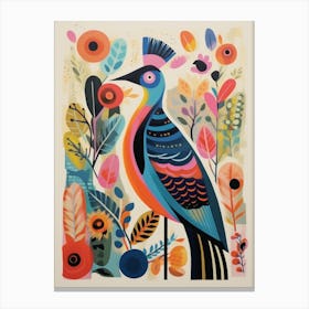 Colourful Scandi Bird Pheasant 7 Canvas Print