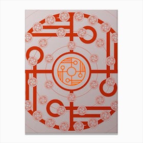 Geometric Abstract Glyph Circle Array in Tomato Red n.0140 Canvas Print