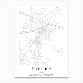 Pivnichne,Ukraine Minimalist Map Canvas Print