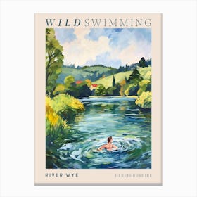 Wild Swimming At River Wye Herefordshire Poster Canvas Print