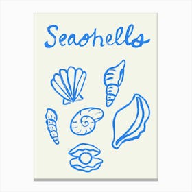 Seashell Doodles, Seashell Line Art, Minimalism Seashell Design 4 Canvas Print