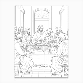 Line Art Inspired By The Last Supper 2 Canvas Print