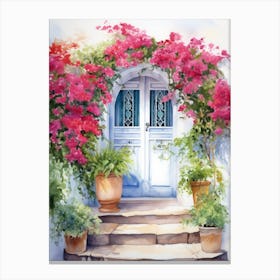 Casablanca, Morocco   Mediterranean Doors Watercolour Painting 2 Canvas Print