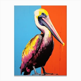 Andy Warhol Style Bird Brown Pelican 1 Canvas Print