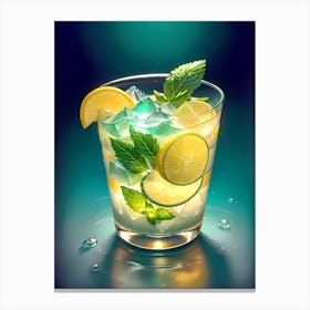 Cocktail With Lemon And Mint Canvas Print