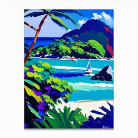 La Digue Seychelles Colourful Painting Tropical Destination Canvas Print
