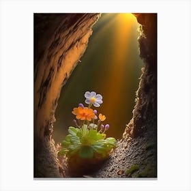 Flowers In A Cave Canvas Print