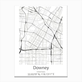 Downey,United States Minimalist Map 1 Canvas Print