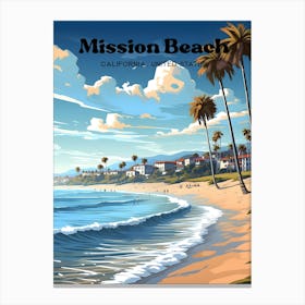 Mission Beach California United States Summer Travel Art Illustration Canvas Print