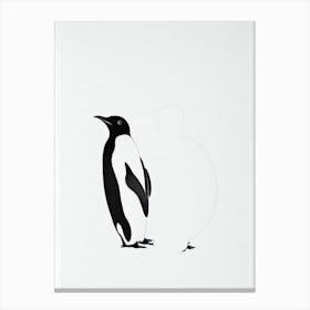 Emperor Penguin Black & White Drawing Canvas Print