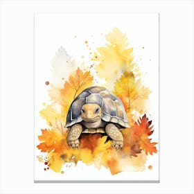 Turtle Watercolour In Autumn Colours 2 Canvas Print