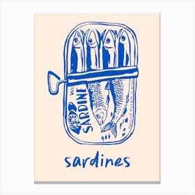 Blue Sardines Tin Print Canvas Print