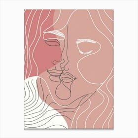 Simplicity Pink And White Lines Woman Abstract 2 Canvas Print