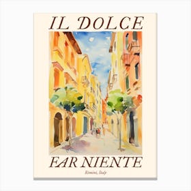 Il Dolce Far Niente Rimini, Italy Watercolour Streets 2 Poster Canvas Print
