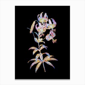 Stained Glass Turban Lily Mosaic Botanical Illustration on Black n.0291 Canvas Print