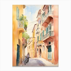 Bari, Italy Watercolour Streets 1 Canvas Print