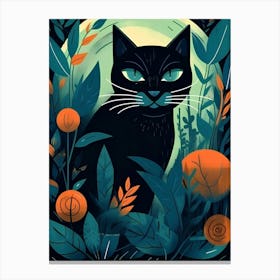 Black Cat In The Forest Canvas Print