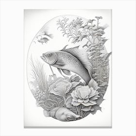 Tancho Koi Fish Haeckel Style Illustastration Canvas Print