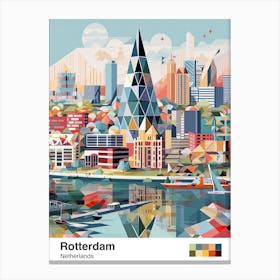 Rotterdam, Netherlands, Geometric Illustration 4 Poster Canvas Print