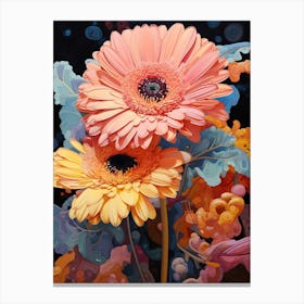 Surreal Florals Gerbera Daisy 2 Flower Painting Canvas Print
