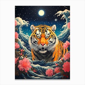 Tiger In The Sea 1 Canvas Print