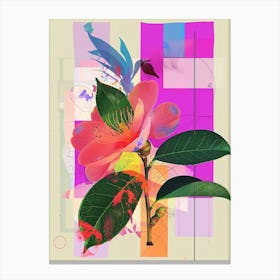 Camellia 3 Neon Flower Collage Canvas Print