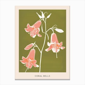 Pink & Green Coral Bells Flower Poster Canvas Print