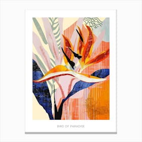 Colourful Flower Illustration Poster Bird Of Paradise 4 Canvas Print