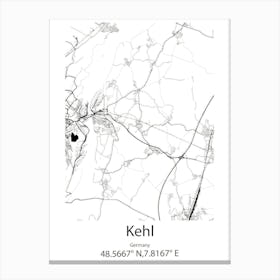 Kehl,Germany Minimalist Map Canvas Print