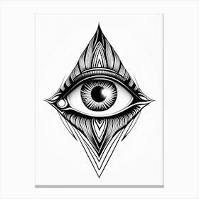 Connection, Symbol, Third Eye Simple Black & White Illustration 1 Canvas Print
