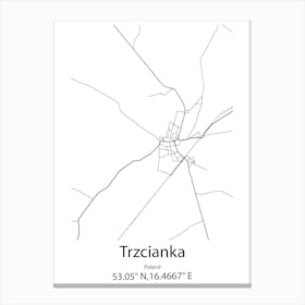 Trzcianka,Poland Minimalist Map Canvas Print