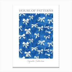 White And Blue Bows 1 Pattern Poster Canvas Print