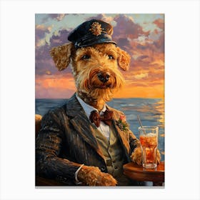 Classy Airedale At The Bar 21 Canvas Print