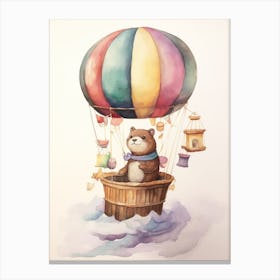 Baby Otter 2 In A Hot Air Balloon Canvas Print