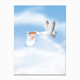 Stork With Baby Canvas Print