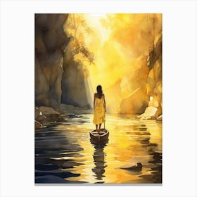 Woman In A Boat Canvas Print