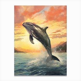 Hectors Dolphin At Sunset 1 Canvas Print