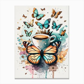 Butterfly Cup Of Coffee Canvas Print