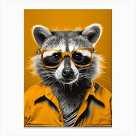 A Raccoon Wearing Glasses In The Style Of Jasper Johns 2 Canvas Print
