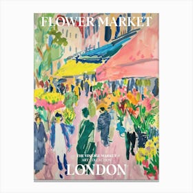 Vintage Flower Market Painting London 5 Canvas Print