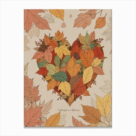 Autumn Leaves Heart 8 Canvas Print