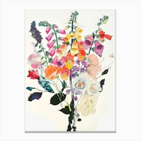 Foxglove 1 Collage Flower Bouquet Canvas Print